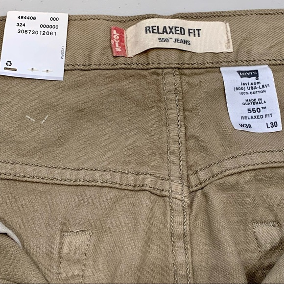 NWT Levi's 550 Relaxed Men's Tan Jeans size 38 x 30 - Picture 9 of 9
